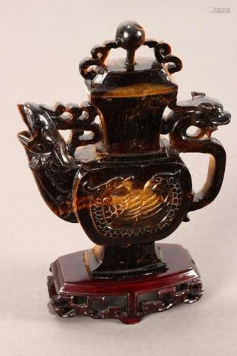 Chinese Tigers Eye Ewer and Cover,