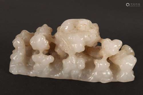 Chinese Carved White Jade Brush Rest,