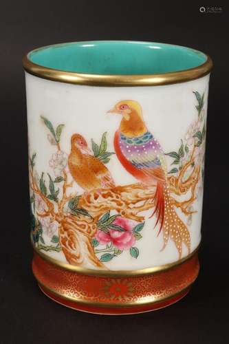 Fine Chinese Porcelain Famille Vert Brush Pot,