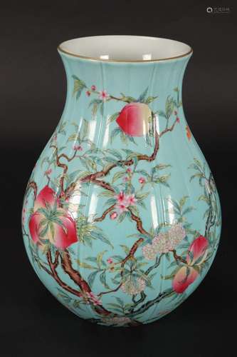 Large Chinese Lobed "Peach" Vase,