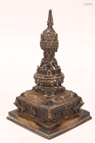 Sino-Tibetan Gilt Buddhist Stupa,