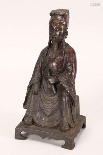 Chinese Bronze Seated Scholar,