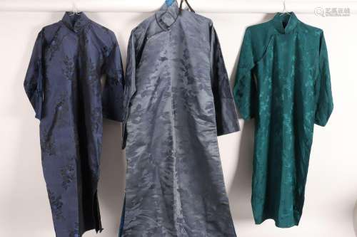 Three Chinese Silk and Satin Cheongsams,