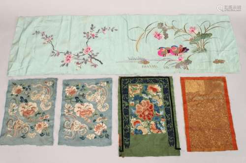 Five Assorted Chinese Embroidered Textiles,