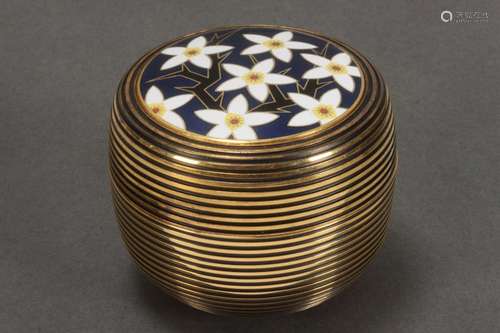 Heavy Japanese Cloisonne and Brass Box and Cover,