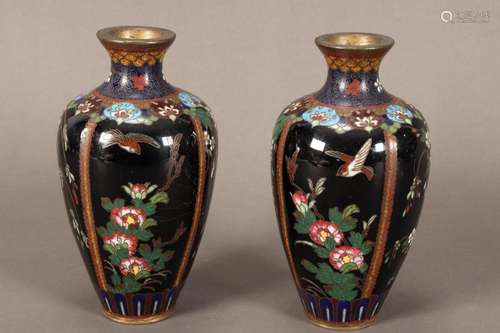 Pair of Japanese Meiji Period Cloisonne Vases,