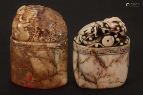 Two Chinese Carved Soapstone Seals,