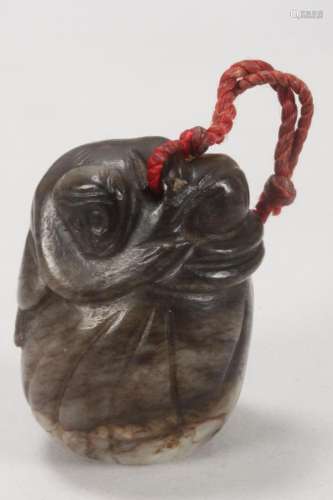 Chinese Qing Dynasty Carved Brown Jade Pendant,