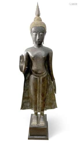 Large Thai Bronze Standing Buddha,