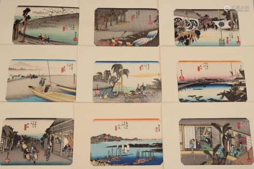 Ten Japanese Woodblock Prints after Hiroshige,