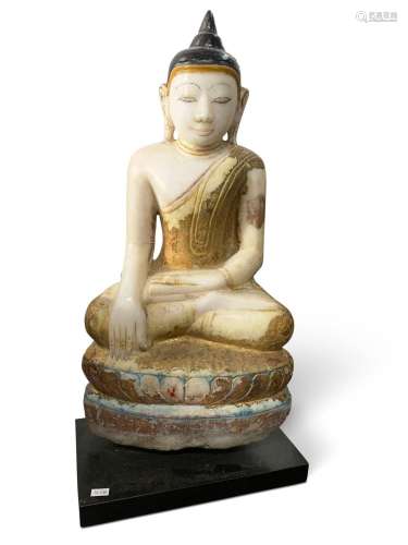 Burmese Alabaster Seated Buddha,