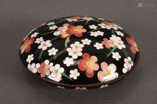 Japanese Enamel Cloisonne Squat Box and Cover,