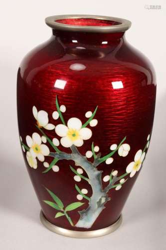 Japanese Ginbari Enamel Vase,