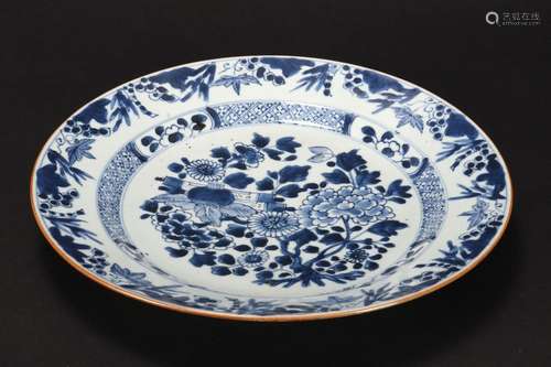 Chinese Qing Dynasty Blue & White Plate,