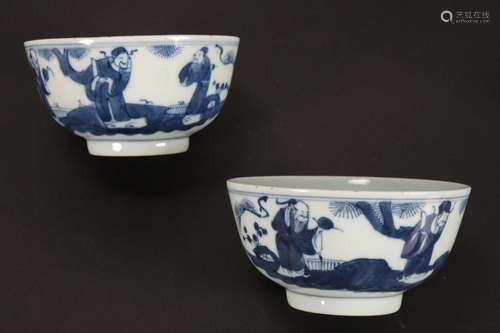 Pair of Chinese Blue and White Porcelain Bowls,