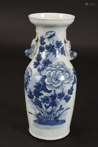 Chinese Blue and White Twin Handled Vase,