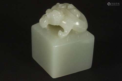 Chinese Pale Celadon Jade Seal,