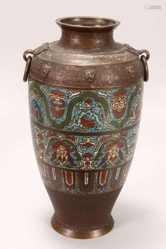 Chinese Brass and Enamel Vase,