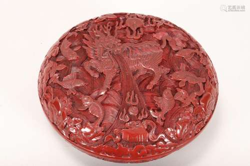 Chinese Red Lacquer Box and Cover,