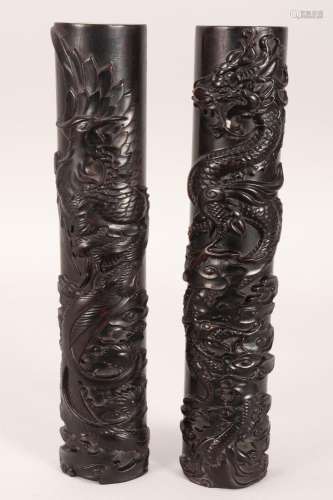 Pair of Chinese Hardwood Scroll Rests,
