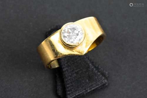 a ca 0,80 carat  brilliant cut diamond set in a ring in yell...