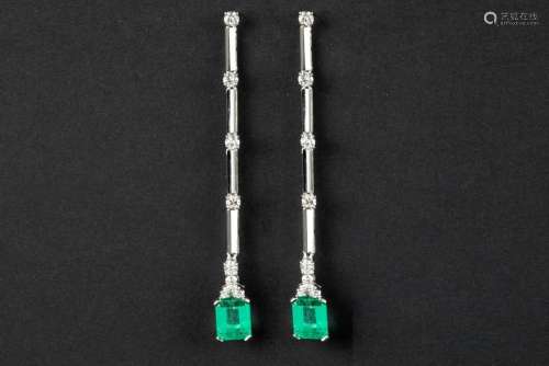 pair of very elegant earrings in white gold (18 carat) with ...