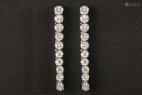 pair of earrings in platinum with ca 2,10 carat of very high...