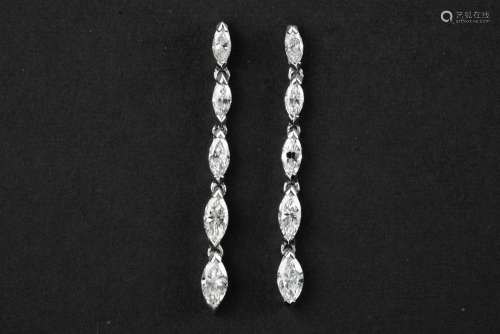 pair of elegant earrings in white gold (18 carat) with ca 2 ...