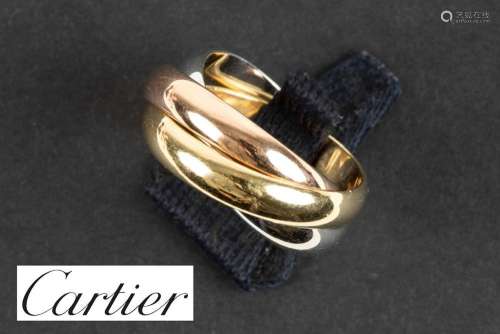 Cartier signed "Trinity" ring in yellow, white and...