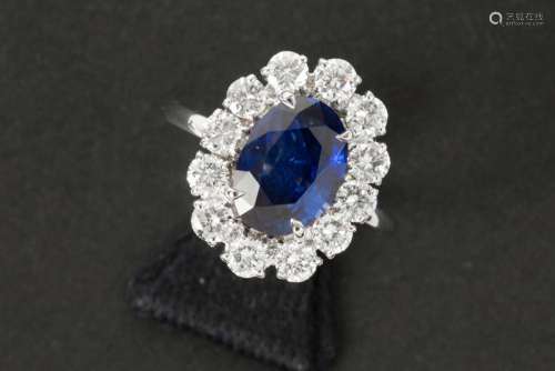 ring in white gold (18 carat) with central ca 3,50 carat Cey...