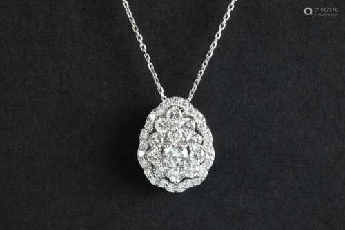 nice pearshaped pendant in white gold (18 carat) with ca 1,3...
