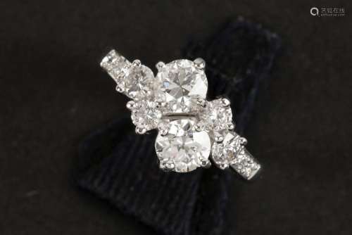 ring in white gold (18 carat) with two bigger quality old br...