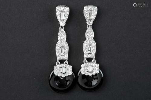 super and classy modern pair of handmade earrings in white g...