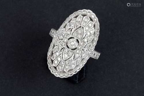 Edwardian style ring in grey gold (18 carat) with ca 0,65 ca...