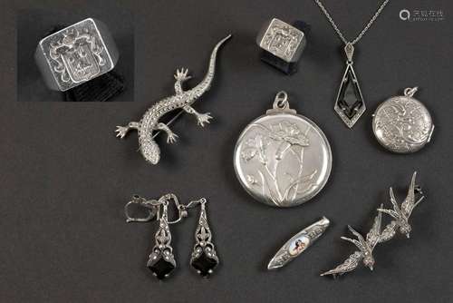 small collection of antique silver jewels