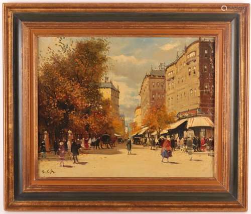 TABLEAU "RUE ANIMÉE DANS LA CAPITALE" par Antal BE...