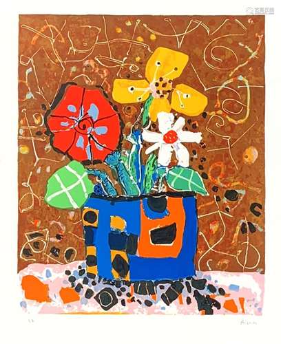 LITHOGRAPHIE "BOUQUET MULTICOLORE" de Paul AIZPIRI...