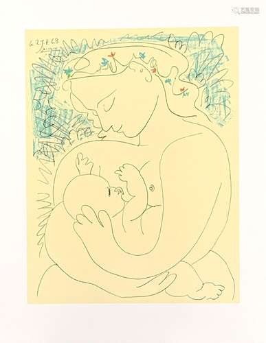 LITHOGRAPHIE "MATERNITÉ" de Pablo PICASSO (1881-19...