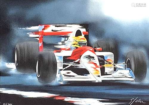 LITHOGRAPHIE "TRIBUTE TO SENNA" de Victor SPAHN (n...