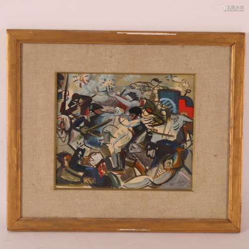 TABLEAU "SCÈNE DE BATAILLE" de Jean DELDEVEZ (1909...