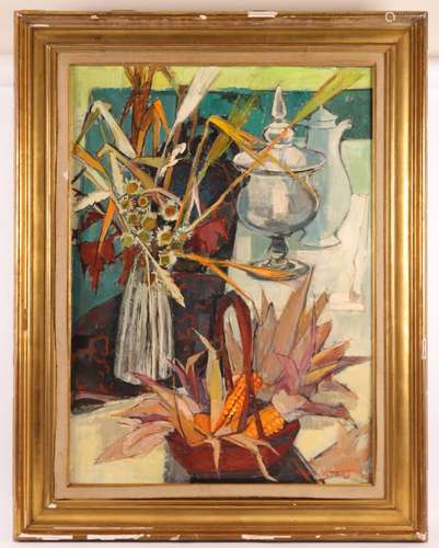 TABLEAU "NATURE MORTE AUX MAÏS" de Roger WORMS (19...