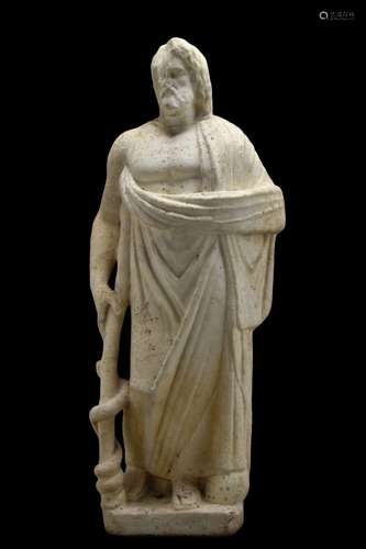 LARGE ROMAN MARBLE FIGURE OF ASCLEPIUS