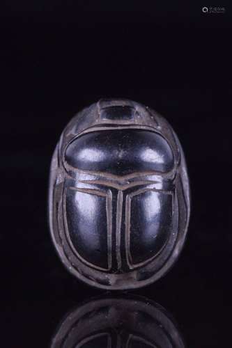 ANCIENT EGYPTIAN BLACK STONE SCARAB