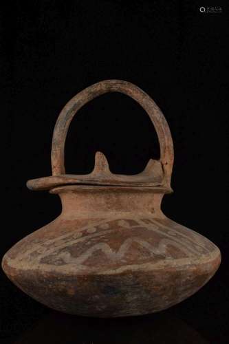 GREEK GEOMETRIC TERRACOTTA LIDDED JAR