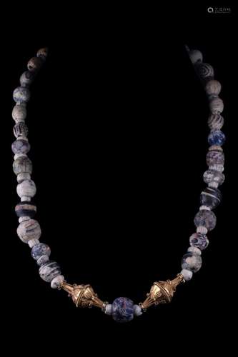 ROMAN GOLD AND MOSAIC BEADS NECKLACE