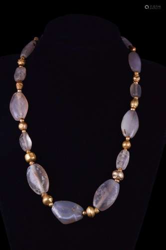 SUPERB HELLENISTIC GOLD AND ROCK CRYSTAL LARGE NECKLACE