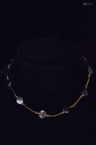 ROMAN GOLD NECKLACE WITH AMETHYST STONES