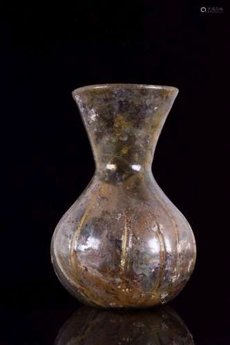 ROMAN GLASS RIBBED FLASK