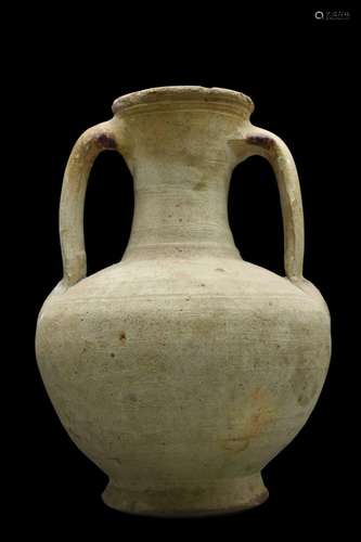 ROMAN TERRACOTTA TWO-HANDLED VESSEL