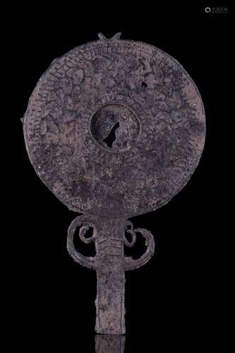 ROMAN LEAD VOTIVE MIRROR WITH DECORATION